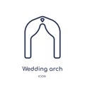 Linear wedding arch icon from Birthday party outline collection. Thin line wedding arch vector isolated on white background.