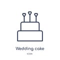 Linear wedding cake icon from Birthday party outline collection. Thin line wedding cake vector isolated on white background. Royalty Free Stock Photo