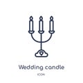 Linear wedding candle icon from Birthday party outline collection. Thin line wedding candle vector isolated on white background.