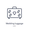 Linear wedding luggage icon from Birthday party outline collection. Thin line wedding luggage vector isolated on white background