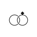 Linear wedding rings icon. Vector