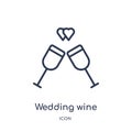 Linear wedding wine icon from Birthday party outline collection. Thin line wedding wine vector isolated on white background.