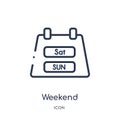 Linear weekend icon from Content outline collection. Thin line weekend vector isolated on white background. weekend trendy