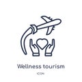 Linear wellness tourism icon from General outline collection. Thin line wellness tourism icon isolated on white background.