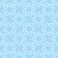 Linear white flowers on blue background seamless pattern. Abstr