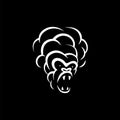 Linear white smoke monkey face icon on black background. Vector smoke hookah monkey logo idea for the business card