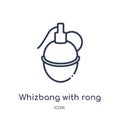 Linear whizbang with rong icon from Army and war outline collection. Thin line whizbang with rong vector isolated on white