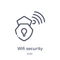Linear wifi security icon from Internet security and networking outline collection. Thin line wifi security icon isolated on white