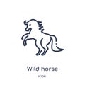 Linear wild horse icon from Animals and wildlife outline collection. Thin line wild horse vector isolated on white background.