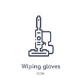 Linear wiping gloves black pair icon from Cleaning outline collection. Thin line wiping gloves black pair vector isolated on white