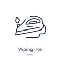 Linear wiping iron icon from Cleaning outline collection. Thin line wiping iron vector isolated on white background. wiping iron