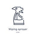 Linear wiping sprayer tool icon from Cleaning outline collection. Thin line wiping sprayer tool vector isolated on white