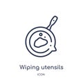 Linear wiping utensils of bathroom icon from Cleaning outline collection. Thin line wiping utensils of bathroom vector isolated on