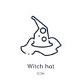 Linear witch hat icon from Magic outline collection. Thin line witch hat icon isolated on white background. witch hat trendy