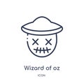 Linear wizard of oz icon from Education outline collection. Thin line wizard of oz vector isolated on white background. wizard of