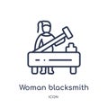 Linear woman blacksmith icon from Ladies outline collection. Thin line woman blacksmith icon isolated on white background. woman