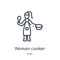 Linear woman cooker icon from Ladies outline collection. Thin line woman cooker icon isolated on white background. woman cooker Royalty Free Stock Photo