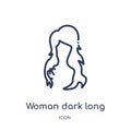 Linear woman dark long hair icon from Human body parts outline collection. Thin line woman dark long hair icon isolated on white