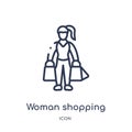 Linear woman shopping icon from Ladies outline collection. Thin line woman shopping icon isolated on white background. woman Royalty Free Stock Photo