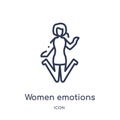 Linear women emotions icon from Ladies outline collection. Thin line women emotions icon isolated on white background. women