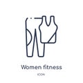 Linear women fitness clothing icon from Gym and fitness outline collection. Thin line women fitness clothing icon isolated on