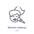 Linear women makeup icon from Beauty outline collection. Thin line women makeup vector isolated on white background. women makeup