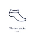 Linear women socks icon from Clothes outline collection. Thin line women socks vector isolated on white background. women socks