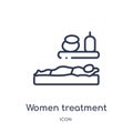 Linear women treatment icon from Ladies outline collection. Thin line women treatment icon isolated on white background. women