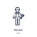 Linear worker icon from Job profits outline collection. Thin line worker icon isolated on white background. worker trendy