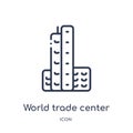 Linear world trade center icon from Buildings outline collection. Thin line world trade center vector isolated on white background