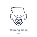 Linear yawning emoji icon from Emoji outline collection. Thin line yawning emoji vector isolated on white background. yawning