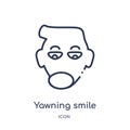 Linear yawning smile icon from Emoji outline collection. Thin line yawning smile vector isolated on white background. yawning