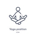 Linear yoga position icon from Behavior outline collection. Thin line yoga position vector isolated on white background. yoga Royalty Free Stock Photo