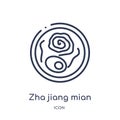 Linear zha jiang mian icon from Food outline collection. Thin line zha jiang mian icon isolated on white background. zha jiang