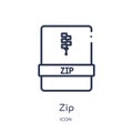 Linear zip icon from File type outline collection. Thin line zip vector isolated on white background. zip trendy illustration