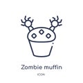 Linear zombie muffin icon from Food outline collection. Thin line zombie muffin icon isolated on white background. zombie muffin