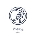 Linear zorbing icon from Free time outline collection. Thin line zorbing vector isolated on white background. zorbing trendy