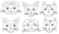 lineart cats surreal faces image