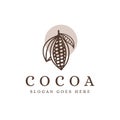 Lineart cocoa branch logo, cocoa bean, cocoa plant logo icon vector template Royalty Free Stock Photo