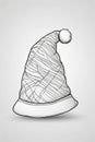 Lineart drawing of a christmas hat on a white background