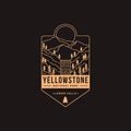 Lineart Emblem patch logo illustration of Lower falls Yellowstone National Park Royalty Free Stock Photo