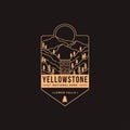 Emblem patch logo illustration of Lower falls Yellowstone National Park Royalty Free Stock Photo