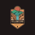 Emblem patch logo illustration of Lower falls Yellowstone National Park Royalty Free Stock Photo