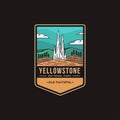 Emblem patch logo illustration of Old Faithful Yellowstone National Park Royalty Free Stock Photo