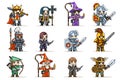 Lineart fantasy set rpg game heroes character vector icons flat design vector illustration Royalty Free Stock Photo