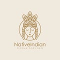 Lineart female native american indian logo icon vector illustration Royalty Free Stock Photo