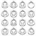 Lineart halloween jack o lantern pumpkin scary faces smile emoji icons set isolated cartoon design vector illustration