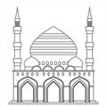 Lineart islam traditional architecture muslim mosque house building religious design flat vector illustration