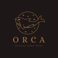 Lineart jumping orca killer whale logo icon vector Royalty Free Stock Photo