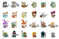 Lineart Male Female Fantasy RPG Game Character Vector Icons Set Vector Illustration Royalty Free Stock Photo